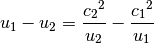 u_1 - u_2 = \frac{{c_2}^2}{u_2} - \frac{{c_1}^2}{u_1}